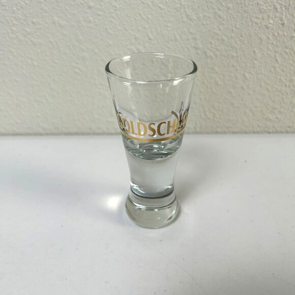 Goldschlager Shot Glass Heavy Curved Bottom Barware Logo - Picture 1 of 8